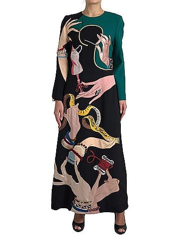 Dolce & Gabbana Basic Multicolor Long Sleeves A-line Maxi Women's Dress (view 1)