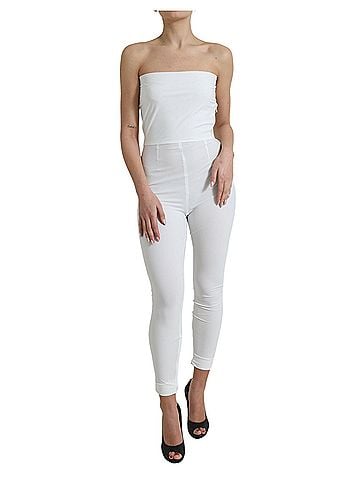 Dolce & Gabbana Basic White Nylon Strapless Bodycon Jumpsuit Women's Dress (view 1)