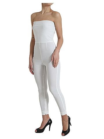 Dolce & Gabbana Basic White Nylon Strapless Bodycon Jumpsuit Women's Dress (view 2)