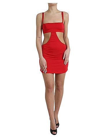 Dolce & Gabbana Basic Red Cutout Nylon Sheath Sleeveless Mini Women's Dress (view 1)