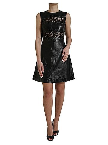 Valentino Shiny Black Nylon Cut Out A-line Mini Women's Dress (view 1)
