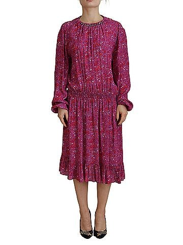 Dsquared2 Fuchsia Stars Embellished Long Sleeves Women's Dress (view 1)
