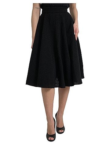 Dolce & Gabbana Basic Black High Waist A-line Knee Length Women's Skirt (view 1)