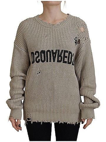 Dsquared2 Beige Cotton Knitted Crewneck Pullover Women's Sweater (view 1)