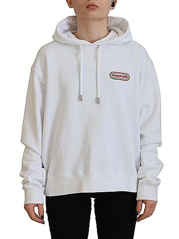Dsquared2 White Logo Patch Cotton Hoodie Sweatshirt Women's Sweater (view 1)