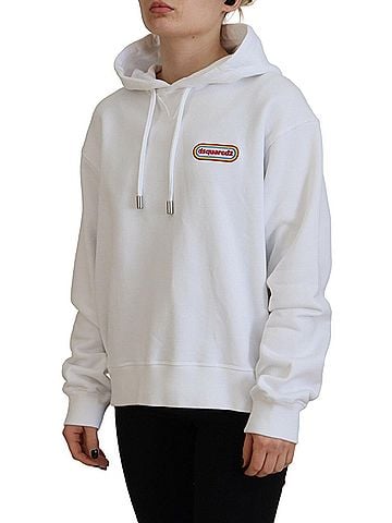 Dsquared2 White Logo Patch Cotton Hoodie Sweatshirt Women's Sweater (view 2)