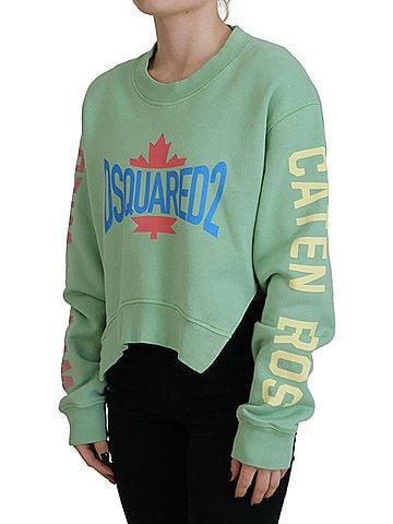 Dsquared2 Green Logo Printed Crew Neck Long Sleeve Women's Sweater (view 2)