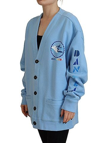 Dsquared2 Blue Cotton Knitted Buttoned Cardigan Women's Sweater (view 2)