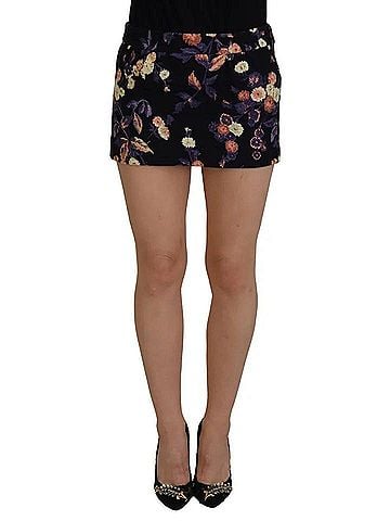 Dsquared2 Black Floral Embroidery Mid Waist A-line Mini Women's Skirt (view 1)