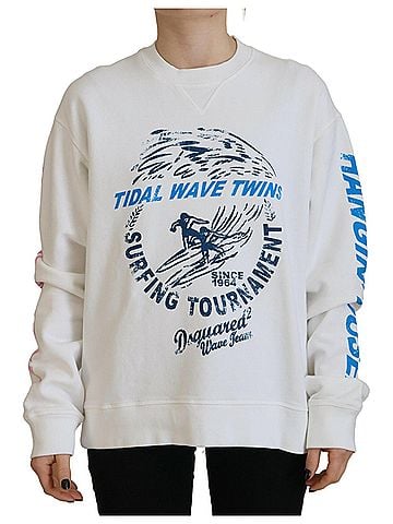 Dsquared2 White Cotton Printed Women Long Sleeve Women's Sweater (view 1)