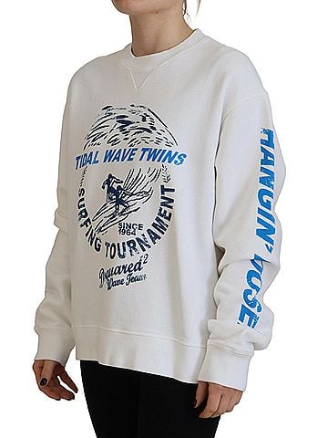 Dsquared2 White Cotton Printed Women Long Sleeve Women's Sweater (view 2)