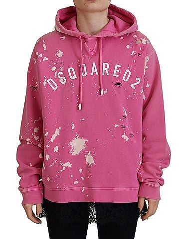 Dsquared2 Pink Logo Print Cotton Hoodie Sweatshirt Women's Sweater (view 1)