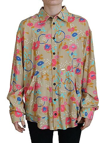 Dsquared2 Beige Floral Collared Button Down Long Sleeves Women's Shirt (view 1)