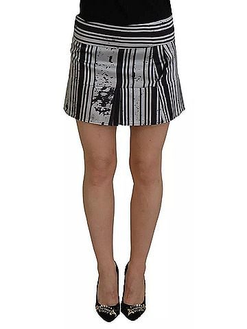 Dsquared2 Gray Black Stripes Mid Waist A-line Mini Women's Skirt (view 1)