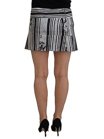 Dsquared2 Gray Black Stripes Mid Waist A-line Mini Women's Skirt (view 2)