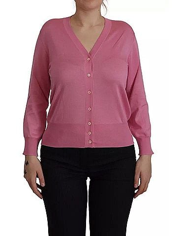 Dolce & Gabbana Basic Pink 100% Silk Button Down Cardigan Women's Sweater (view 1)