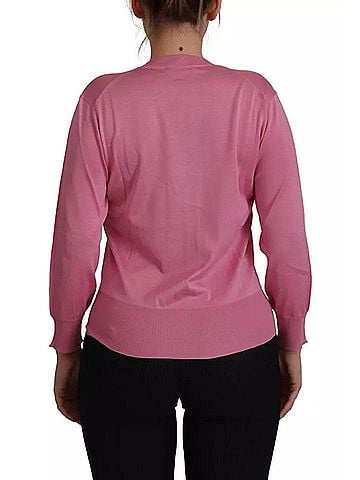 Dolce & Gabbana Basic Pink 100% Silk Button Down Cardigan Women's Sweater (view 2)