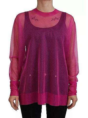 Dolce & Gabbana Basic Fuchsia Polyester Crewneck Pullover Women's Sweater (view 1)