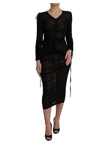 Dolce & Gabbana Basic Black Sheer Bodycon Sheath Midi Women's Dress (view 1)