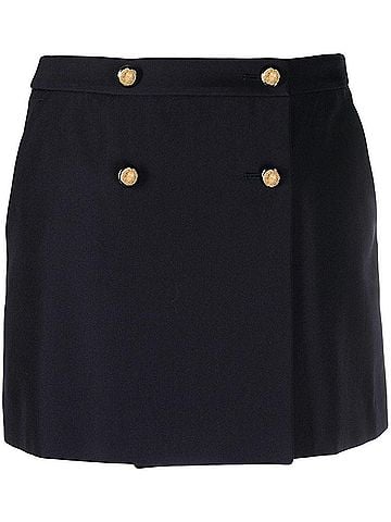 Alexander McQueen Women's Wool-Cotton Blend Mini Wrap Skirt (view 1)