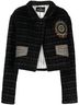 ETRO 100% Acetate Solid Black Women's Checked Crop Jacket Size S - photo 1