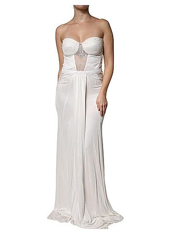 Elisabetta Franchi White Strapless Bustier Mermaid Gown Women's Dress (view 1)