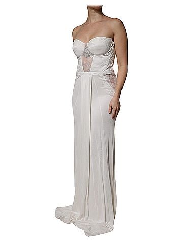 Elisabetta Franchi White Strapless Bustier Mermaid Gown Women's Dress (view 2)
