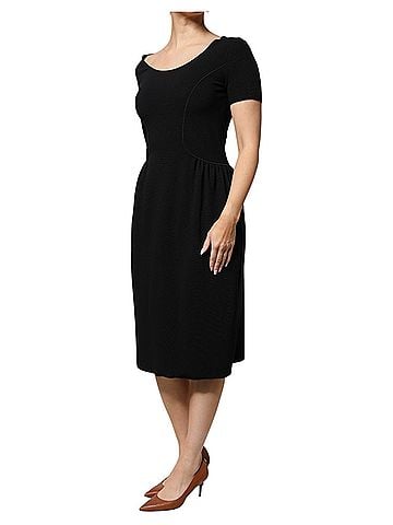 Emporio Armani Black Viscose Short Sleeves Sheath Midi Women's Dress (view 2)