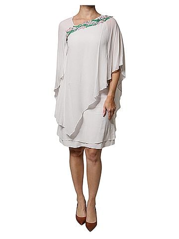 Blumarine White Floral Embroidery Viscose Chiffon Shift Women's Dress (view 1)