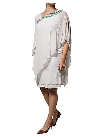 Blumarine White Floral Embroidery Viscose Chiffon Shift Women's Dress (view 2)