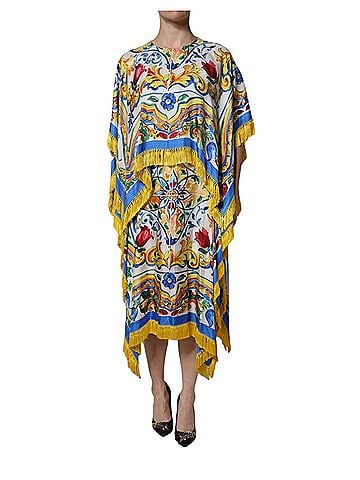 Dolce & Gabbana Basic Multicolor Majolica Kaftan Short Sleeves Maxi Women's Dress (view 1)