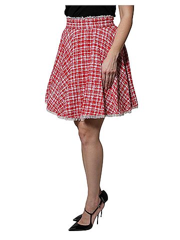 Dolce & Gabbana Basic Red White High Waist A-line Above Knee Women's Skirt (view 2)