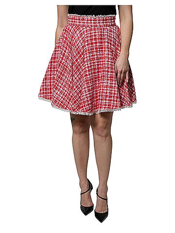 Dolce & Gabbana Basic Red White High Waist A-line Above Knee Women's Skirt (view 1)