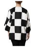 Dolce & Gabbana Basic 100% Silk Solid Black White Black Patchwork Jacquard Blazer Women's Jacket Size L - photo 3