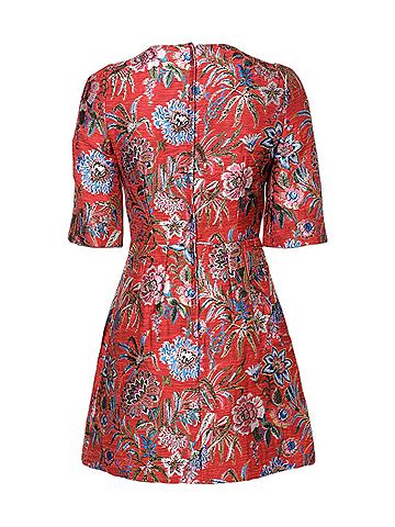 Dolce & Gabbana Basic Red Floral Jacquard A-line Mini Women's Dress (view 2)