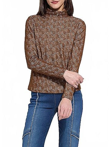 Lyssé Carter Textured Long Sleeve Turtleneck in Rob Brown (view 2)