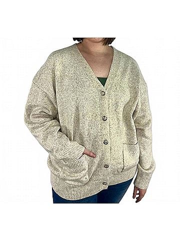 Fate Madeline Wool Cardigan in Soft Oatmeal (view 2)
