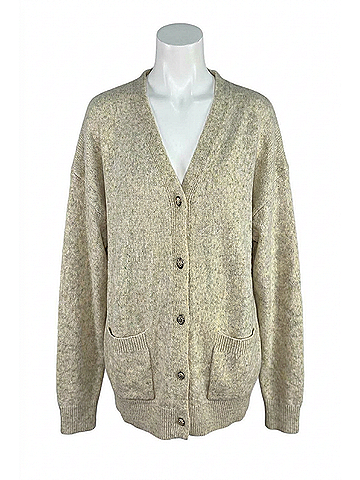 Fate Madeline Wool Cardigan in Soft Oatmeal (view 1)
