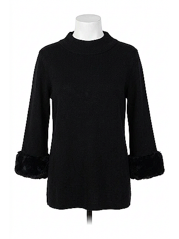 Fate Annie Fur Sleeve Detail Sweater Top in Black (view 1)