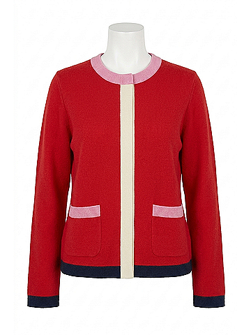 Fate Tilly Crew Neck Cardigan in Red Franco (view 1)