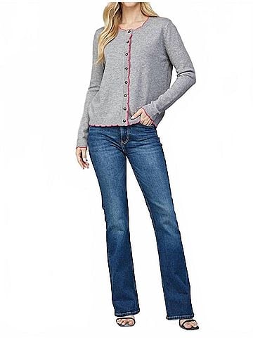 Fate Swift Contrast Edge Cardigan in Heather Grey (view 2)