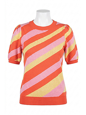 Fate Citrus Stripe Short Sleeve Sweater in Multicolor (view 1)