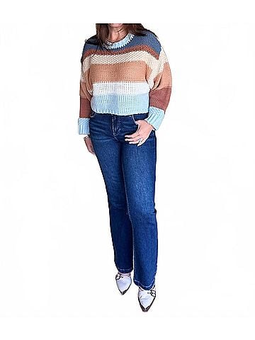 Simply Southern Stripe It Up Sweater in Blue Multi (view 2)