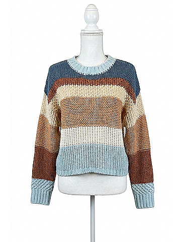 Simply Southern Stripe It Up Sweater in Blue Multi (view 1)