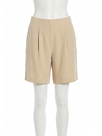 Lyssé Dia Pleated Raffia Shorts in Tan (view 1)