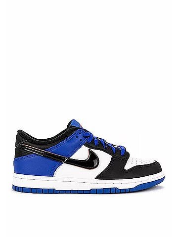 Nike Kids Dunk Low Shoes in White Black Racer Blue (view 1)