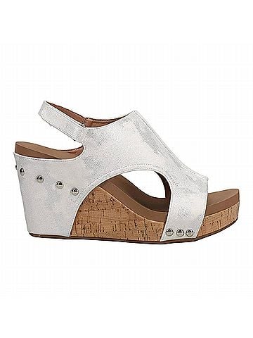 Corkys Women's Tiffanee Wedge Sandals in White Metallic (view 1)