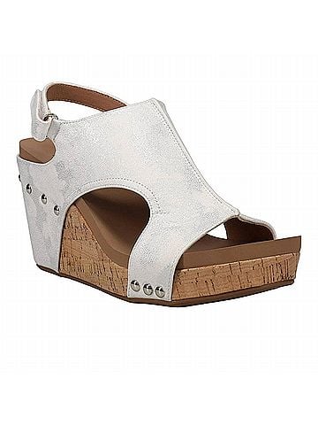 Corkys Women's Tiffanee Wedge Sandals in White Metallic (view 2)