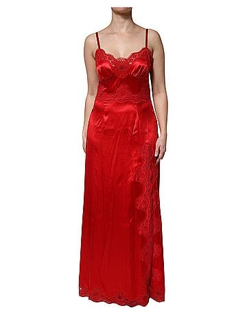Dolce & Gabbana Basic Red Silk Sleeveless Maxi Long Women's Dress (view 1)