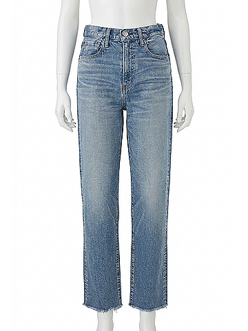 MOUSSY Women's Evelyn Cropped Straight-High Rise Jeans in Medium Blue (view 1)